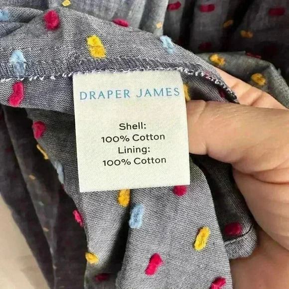 Draper James Chambray Denim Polka Dot True Wrap Dress Size 6 Preppy Midi - Picture 6 of 8